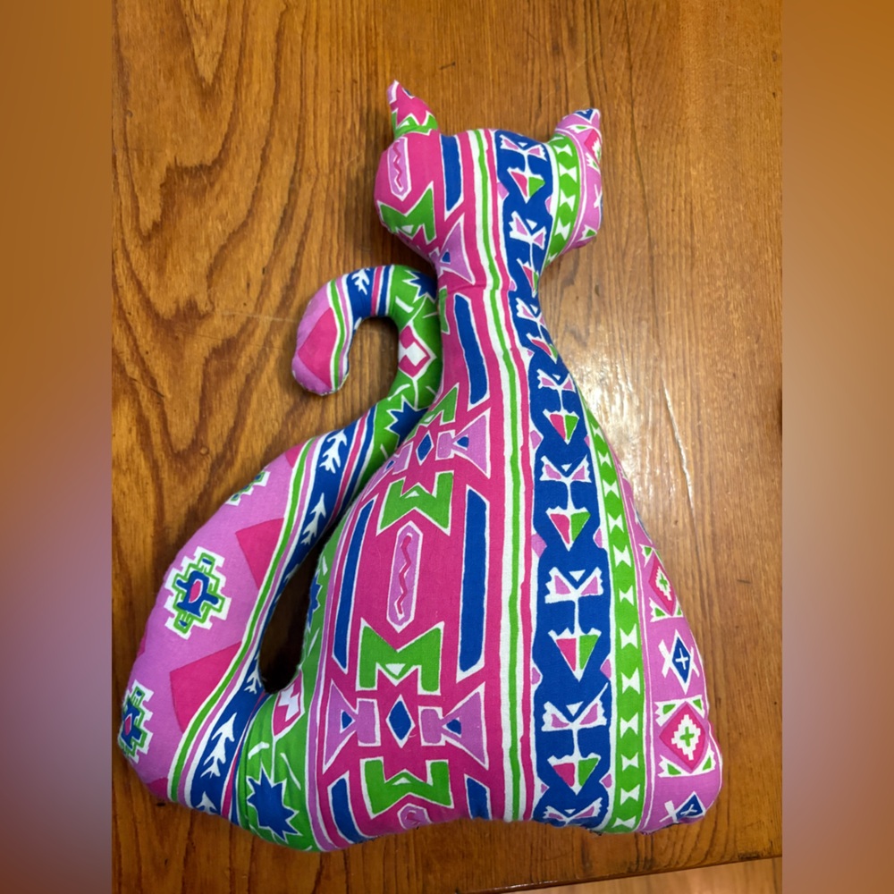 Colorful Patterned Handmade Cat Pillow/Stuffed Toy